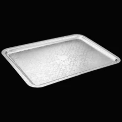 Plateau rectangulaire en métal argenté - 42 x 32 cm