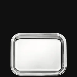 Plateau rectangulaire en métal argenté - 26 x 20 cm