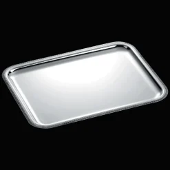 Plateau rectangulaire en métal argenté - 36 x 28 cm