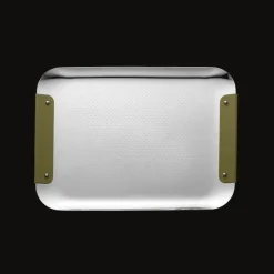 Plateau rectangulaire en acier vert impérial - 32x23cm
