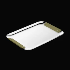 Plateau rectangulaire en acier vert impérial - 32x23cm