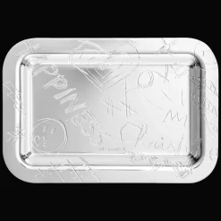 Plateau rectangulaire en métal argenté - 10 x 15 cm