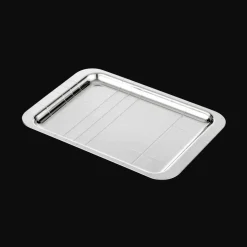 Plateau rectangulaire en métal argenté - 22 x 16 cm