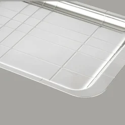 Plateau rectangulaire en métal argenté - 22 x 16 cm