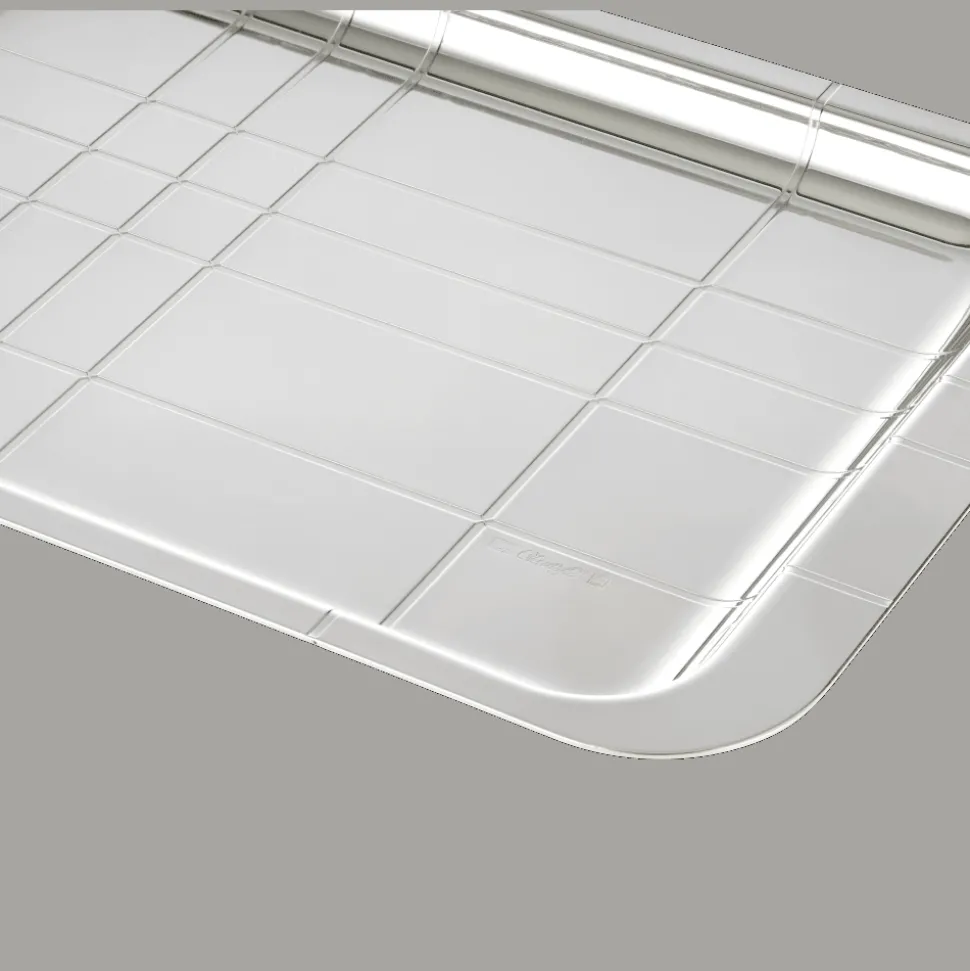 Plateau rectangulaire en métal argenté - 22 x 16 cm