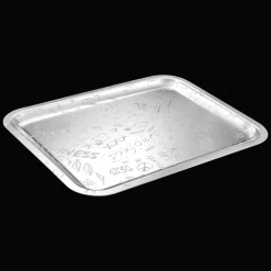 Plateau rectangulaire en métal argenté - 36 x 28 cm