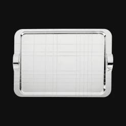 Plateau rectangulaire en métal argenté - 45 x 32 cm