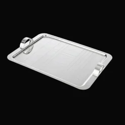 Plateau rectangulaire en métal argenté - 45 x 32 cm