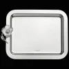 Plateau rectangulaire en métal argenté - 20 x 16 cm
