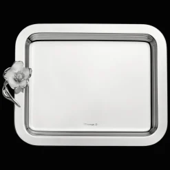 Plateau rectangulaire en métal argenté - 20 x 16 cm