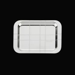 Plateau rectangulaire en métal argenté - 10 x 15 cm