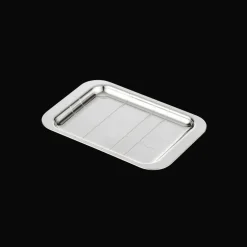 Plateau rectangulaire en métal argenté - 10 x 15 cm