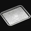 Plateau rectangulaire en métal argenté - 20 x 16 cm