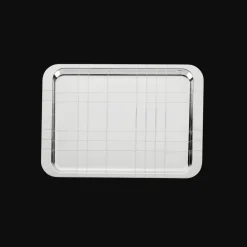 Plateau rectangulaire en métal argenté - 21 x 30 cm