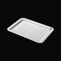 Plateau rectangulaire en métal argenté - 21 x 30 cm
