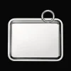 Plateau rectangulaire en métal argenté - 20 x 16 cm