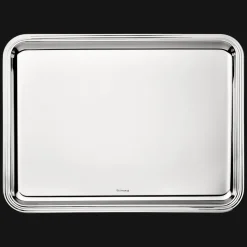 Plateau rectangulaire en métal argenté - 43 x 31 cm