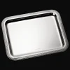 Plateau rectangulaire en métal argenté - 20 x 16 cm