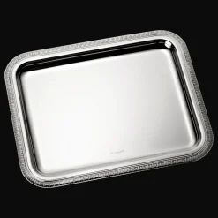 Plateau rectangulaire en métal argenté - 20 x 16 cm