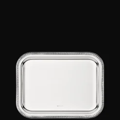 Plateau rectangulaire en métal argenté - 20 x 16 cm