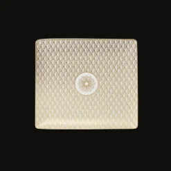 Plateau rectangulaire 17x15 cm en porcelaine finition Or