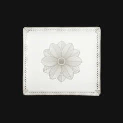 Plateau rectangulaire 22x20 cm en porcelaine finition Platine