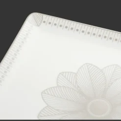 Plateau rectangulaire 22x20 cm en porcelaine finition Platine