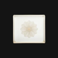 Plateau rectangulaire 22x20 cm en porcelaine finition Or
