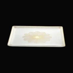 Plateau rectangulaire 22x20 cm en porcelaine finition Or