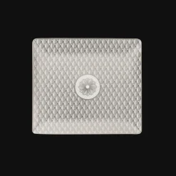Plateau rectangulaire 17x15 cm en porcelaine finition Platine