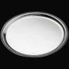 Plateau rond en métal argenté - 30 cm