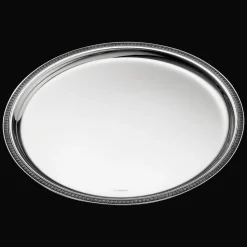 Plateau rond en métal argenté - 30 cm