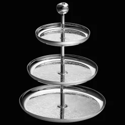 Porte-mignardises 3 compartiments en métal argenté