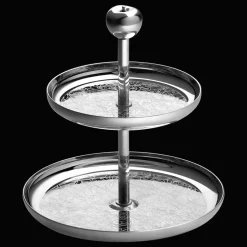 Porte-mignardises 2 compartiments en métal argenté