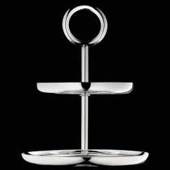 Porte-mignardises 2 compartiments en métal argenté