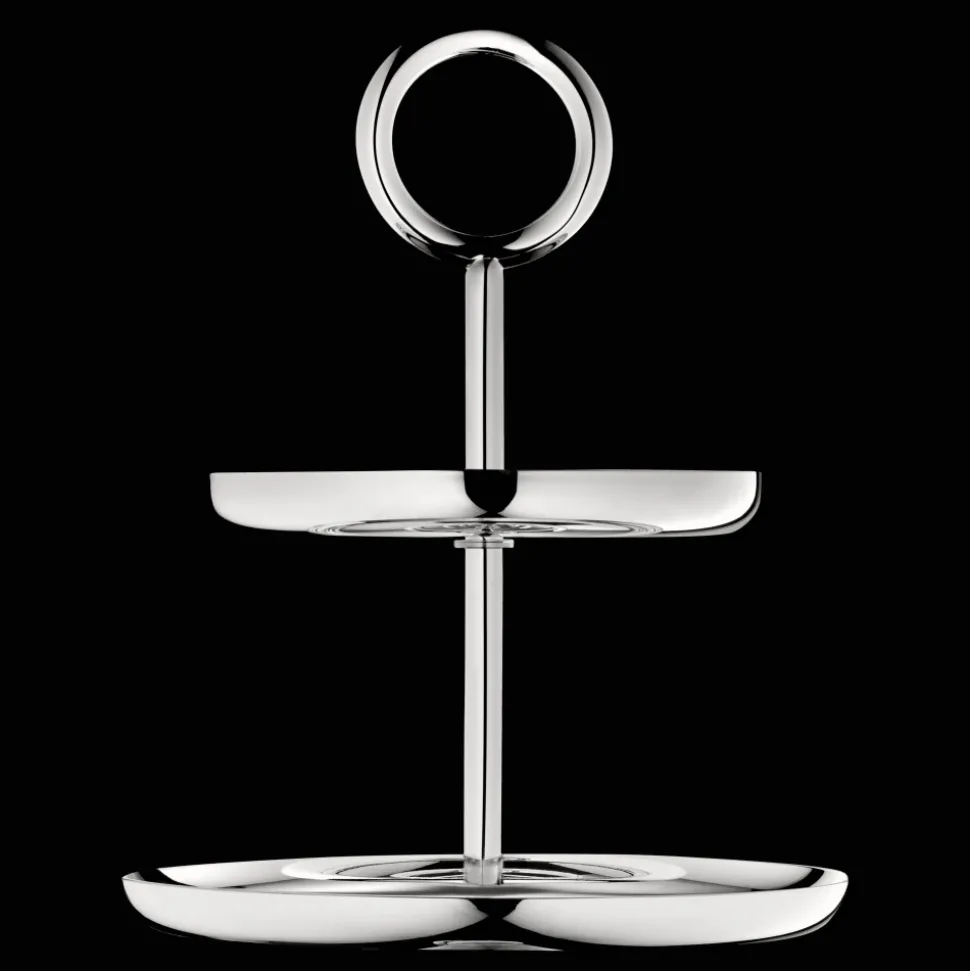 Porte-mignardises 2 compartiments en métal argenté