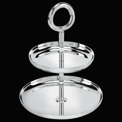 Porte-mignardises 2 compartiments en métal argenté