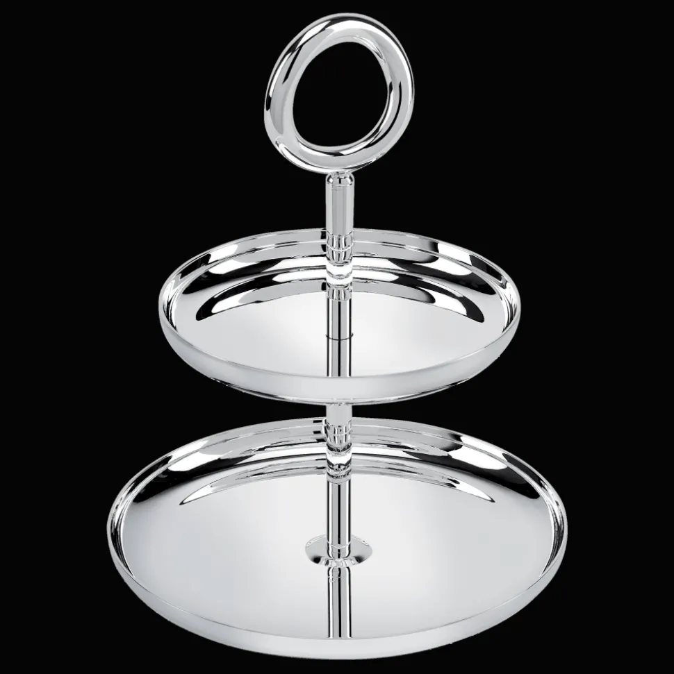 Porte-mignardises 2 compartiments en métal argenté