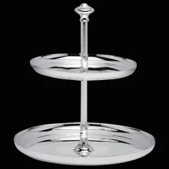 Porte-mignardises 2 compartiments en métal argenté