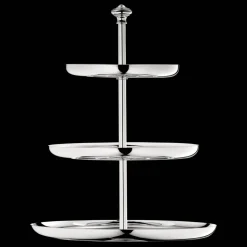 Porte-mignardises 3 compartiments en métal argenté