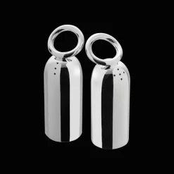 Salière et poivrière en métal argenté