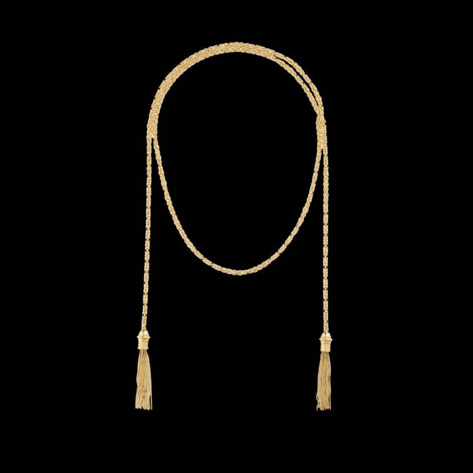 Sautoir à Nouer en argent massif Doré 18 carats