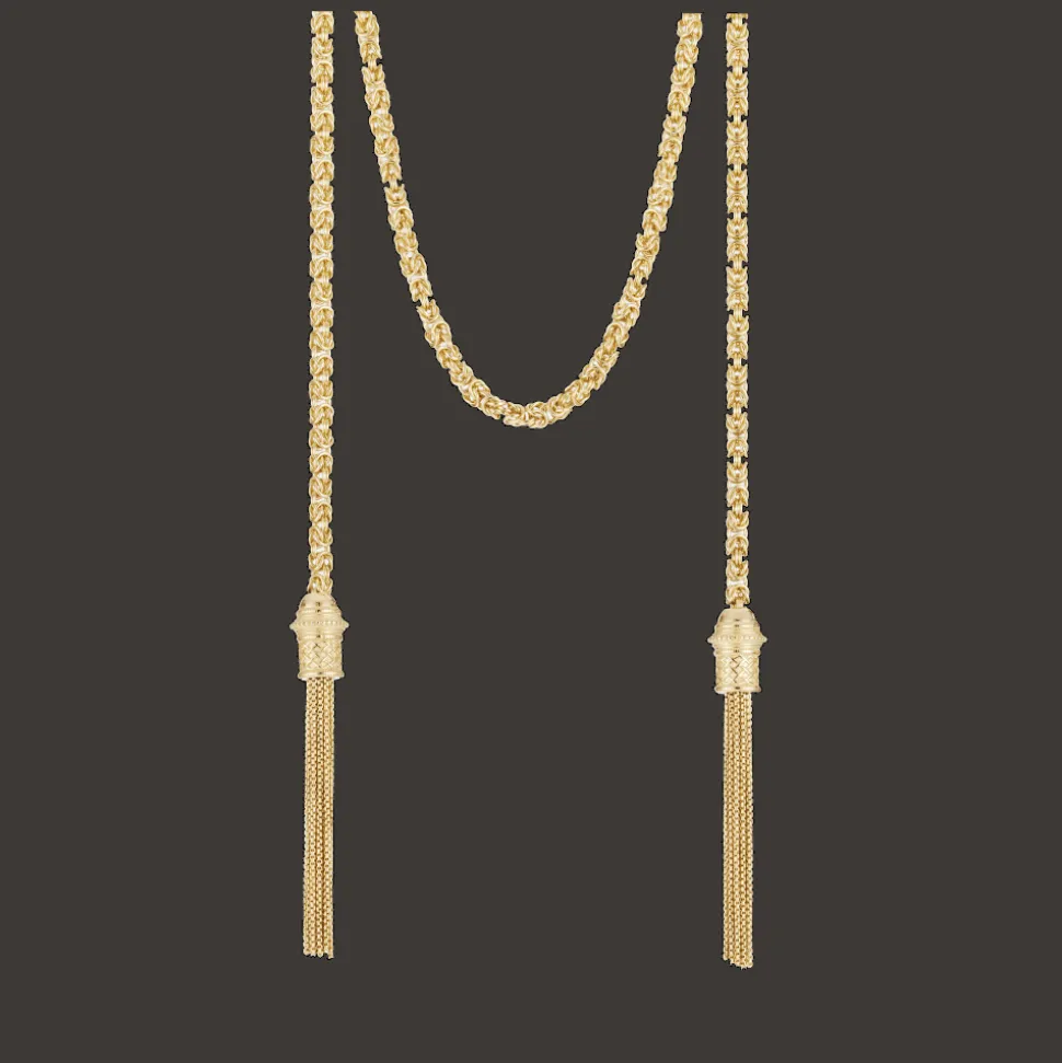 Sautoir à Nouer en argent massif Doré 18 carats