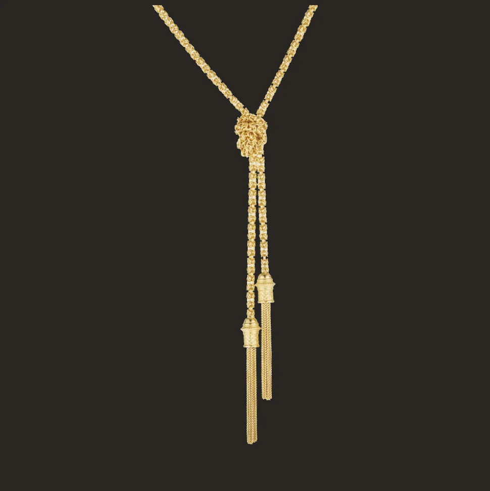 Sautoir à Nouer en argent massif Doré 18 carats