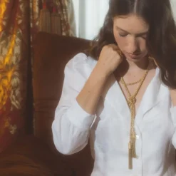 Sautoir à Nouer en argent massif Doré 18 carats