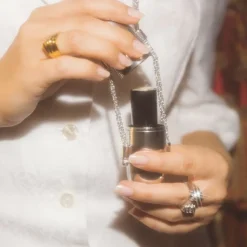 Sautoir à étui pour rouge à lèvres en argent massif