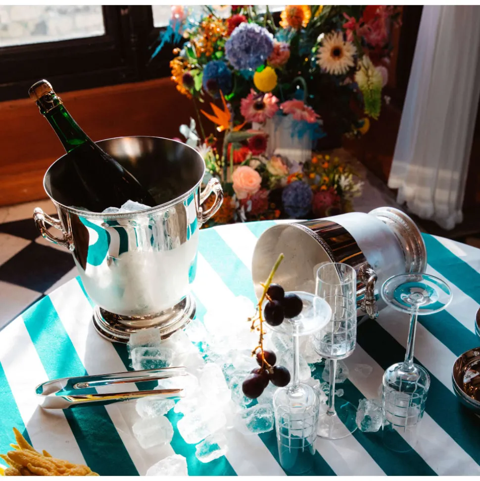 Seau à champagne en métal argenté