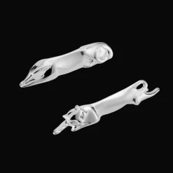 Set 2 Porte Couteaux Chien/Chat en Métal Argenté