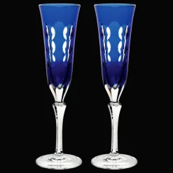 Set de 2 flutes à champagne en cristal bleu