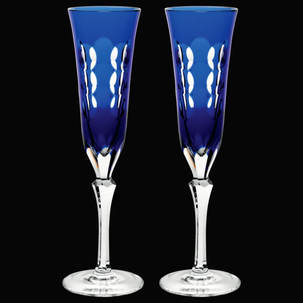 Set de 2 flutes à champagne en cristal bleu